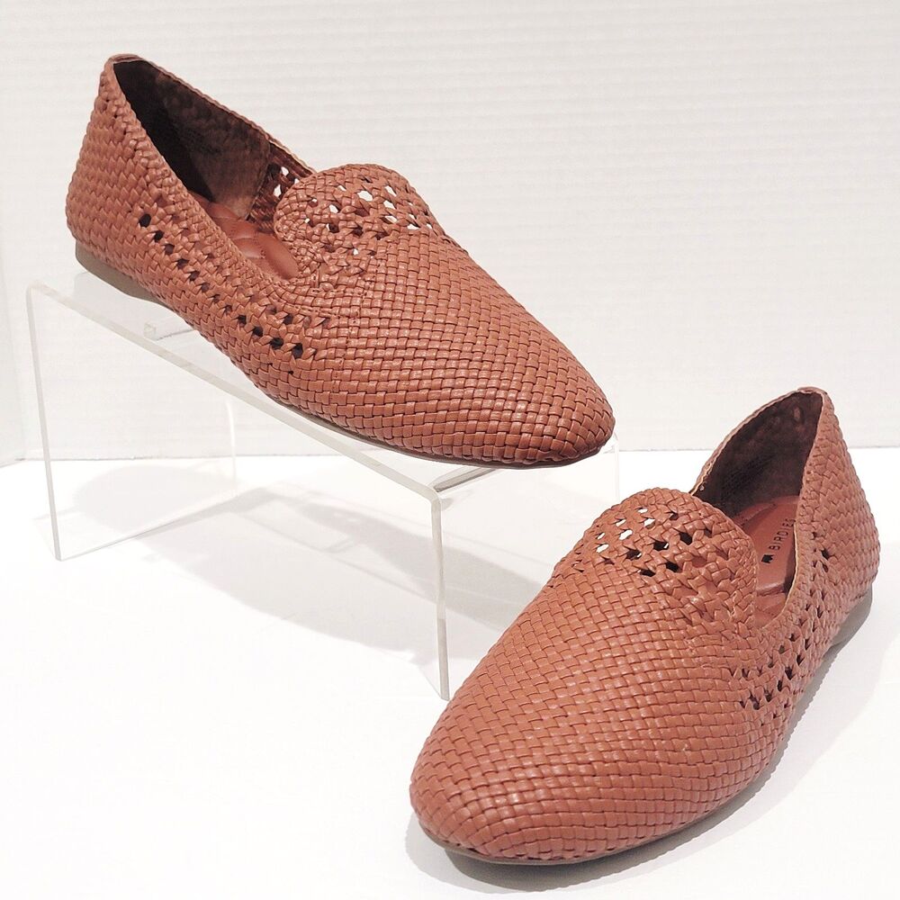 Birdies The Starling Womens Cognac Woven Flats Size 9.5 Slip On Brown Loafers
